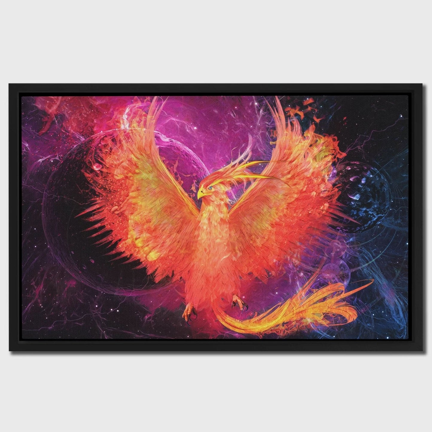 Burning Phoenix - Wall Art in Black Frame