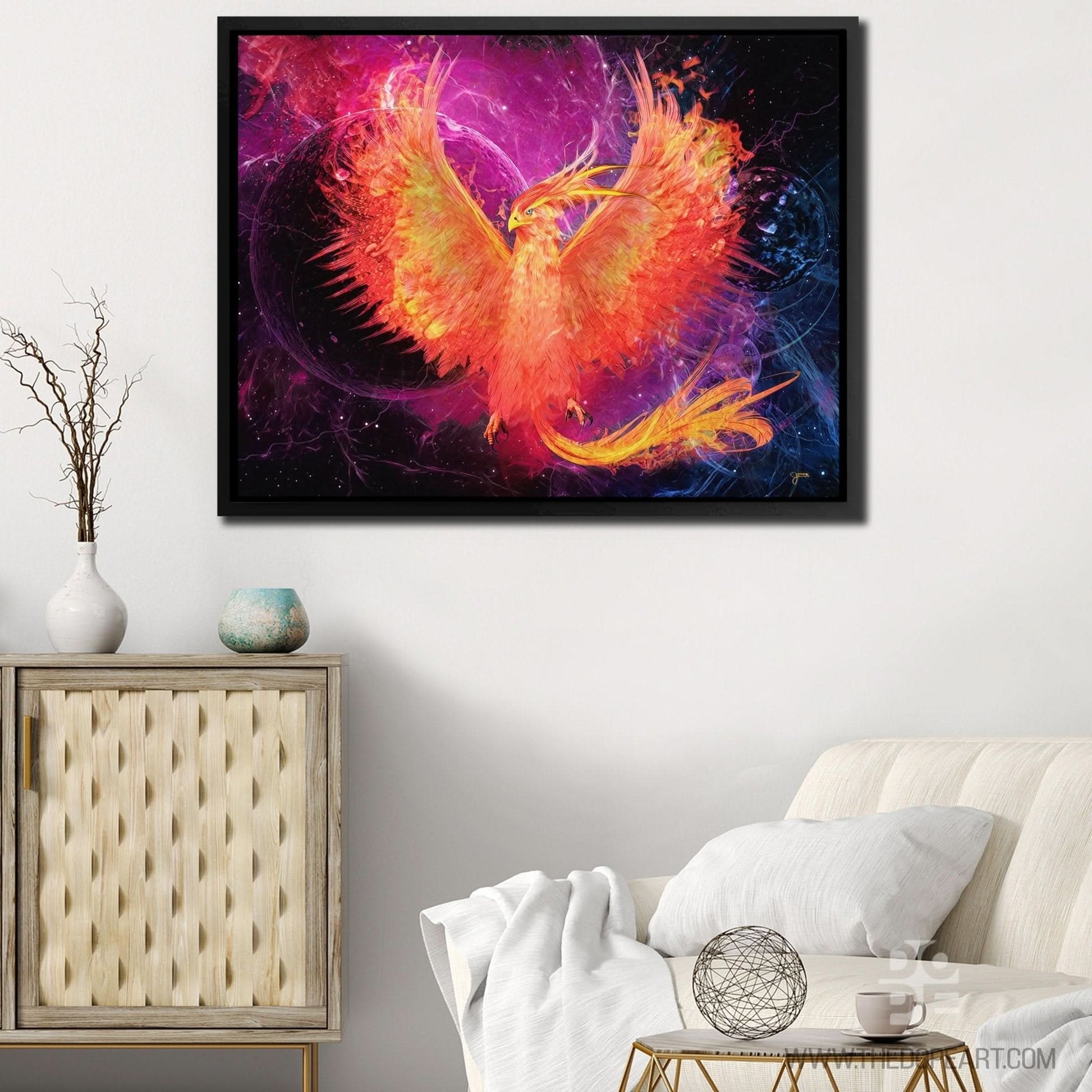 Burning Phoenix - Large Canvas Print