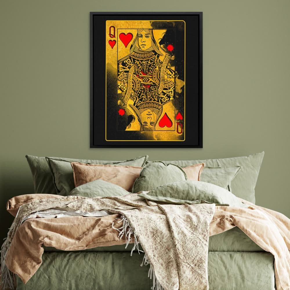Burning Queen of Hearts - Large Canvas Print