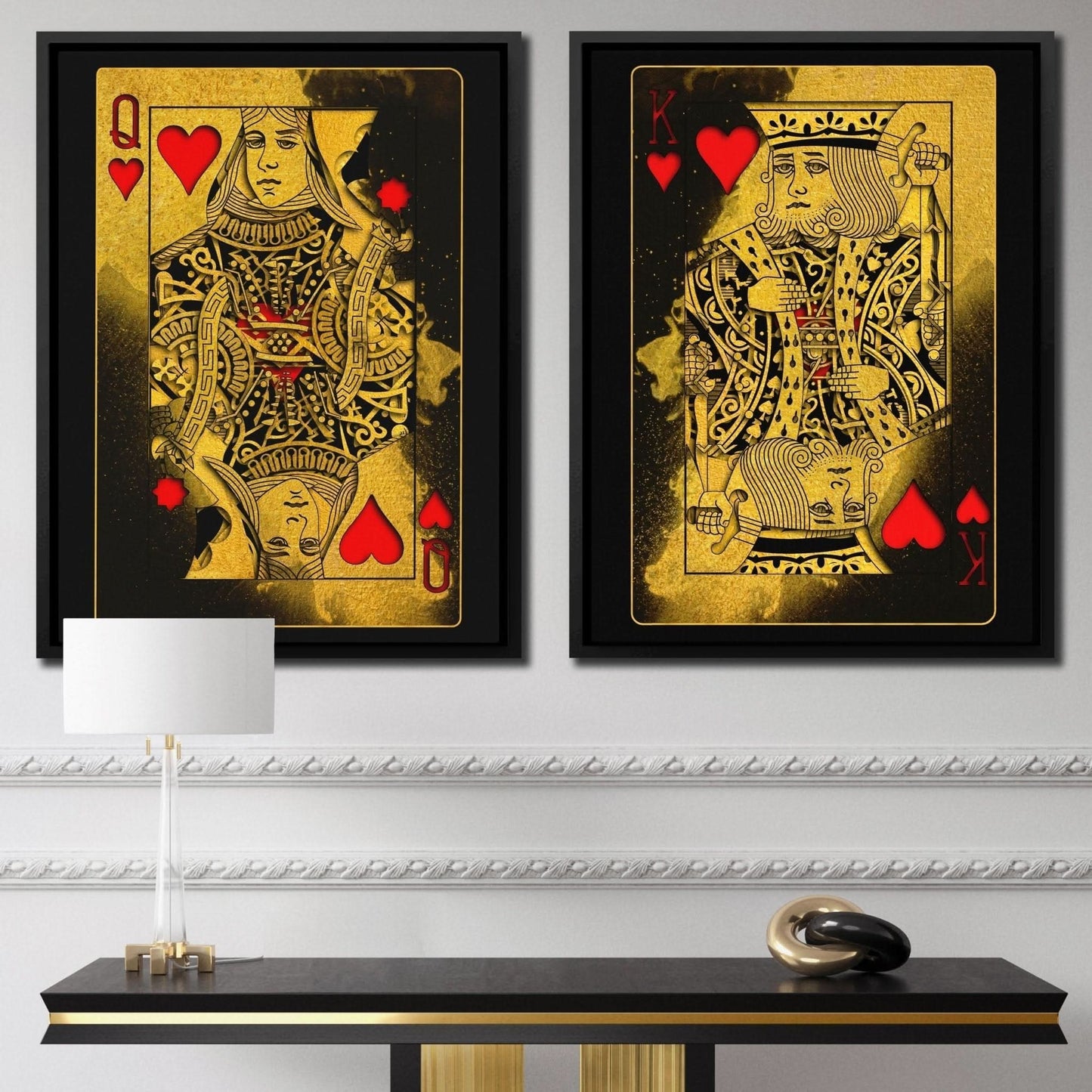Burning Royal Hearts Couple - Couples Art for Bedroom