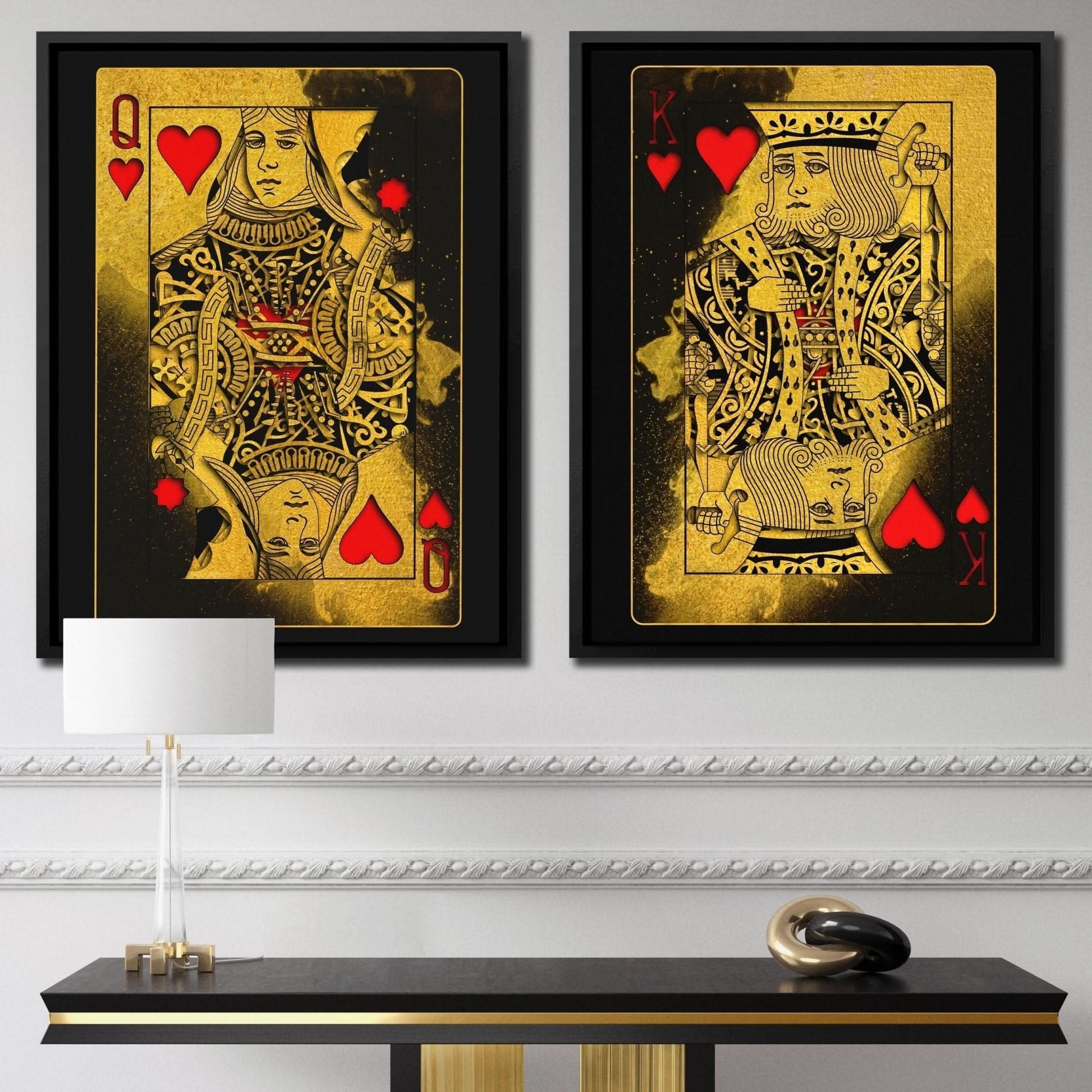 Burning Royal Hearts Couple - Couples Art for Bedroom