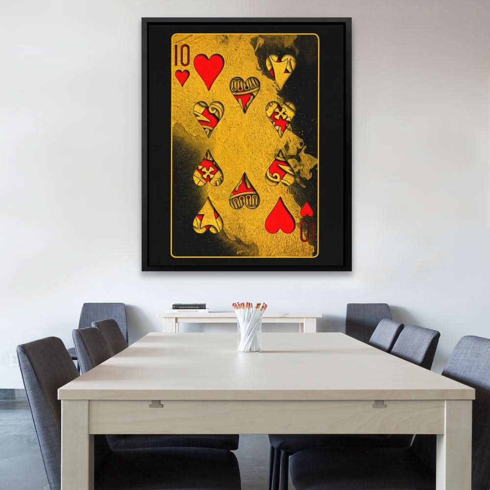 Burning Ten of Hearts - Large Canvas Print