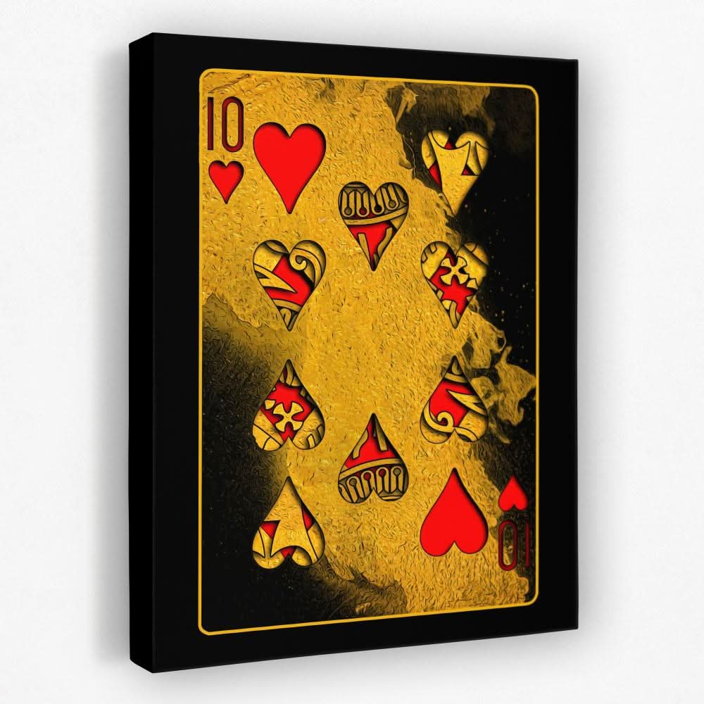 Burning Ten of Hearts - Card Canvas Wall Art