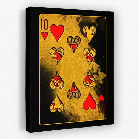 Burning Ten of Hearts - Card Canvas Wall Art