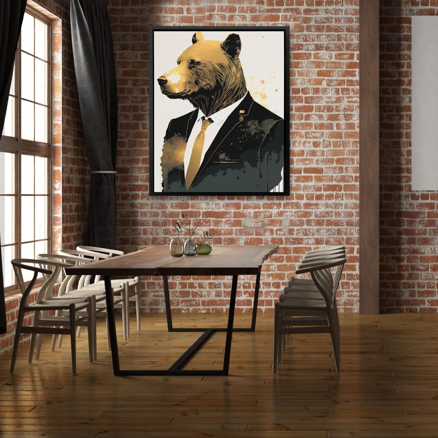 Business Bear - Brown Finance Canvas Print