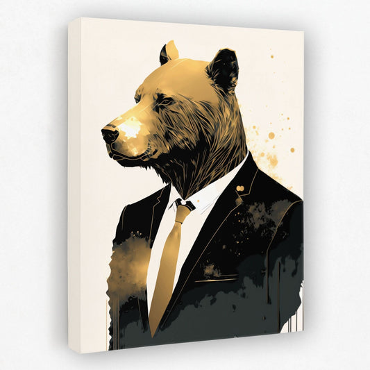 Business Bear - Bear Canvas Wall Art