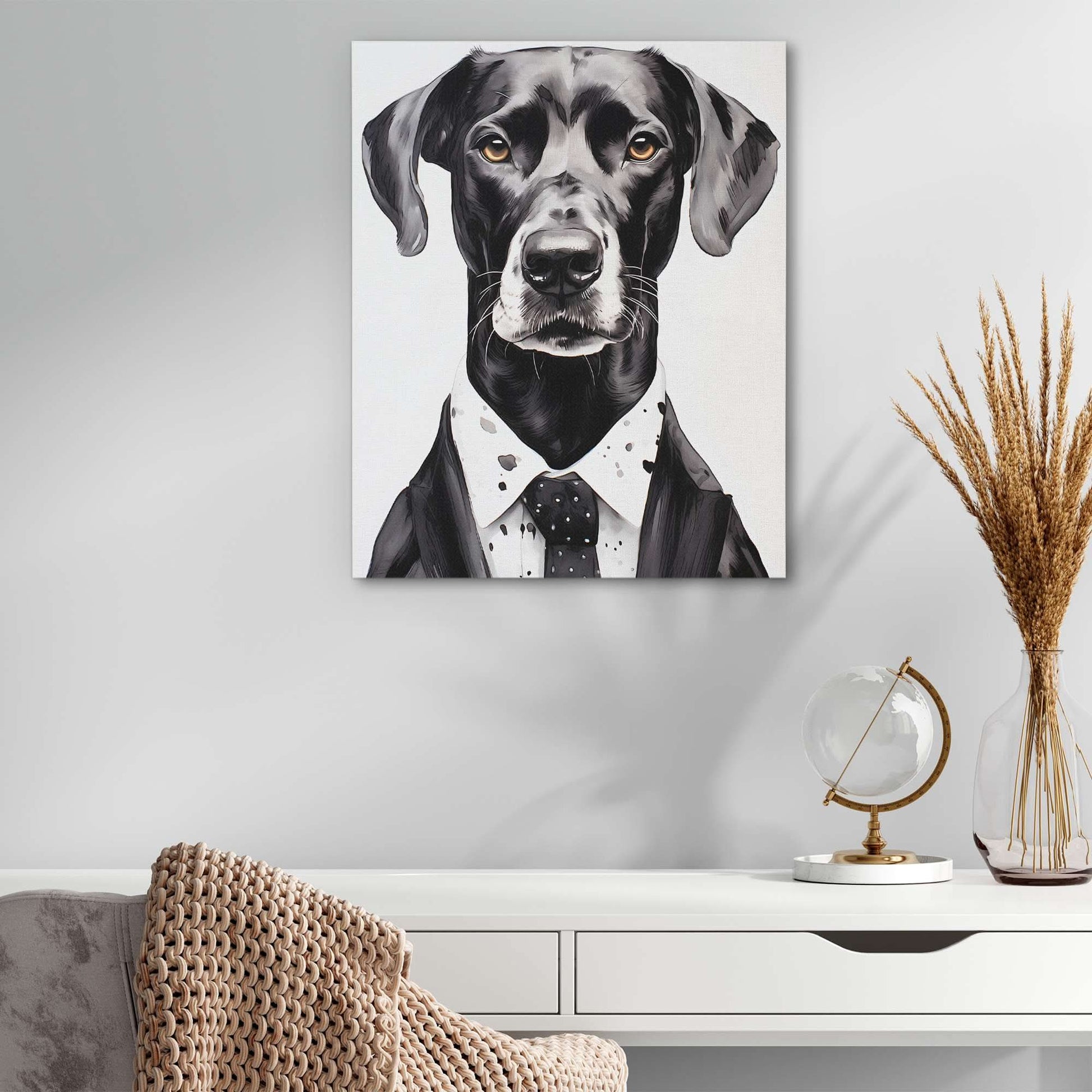 Business Lab - Black and White Wall Art in Black Frame