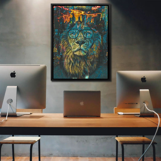 Business Lion - Wall Art in Black Frame