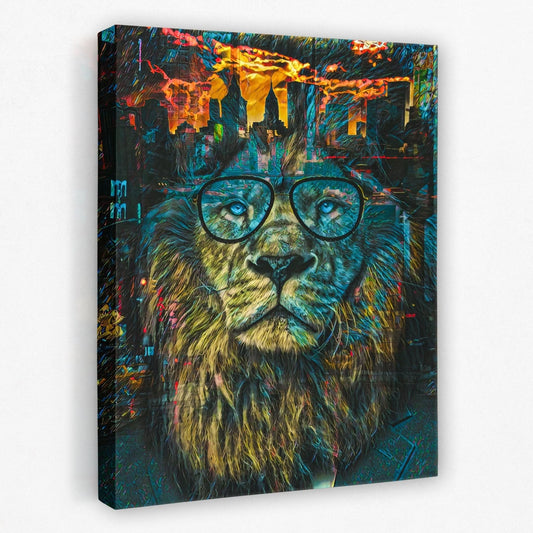 Business Lion - Animals Canvas Wall Art