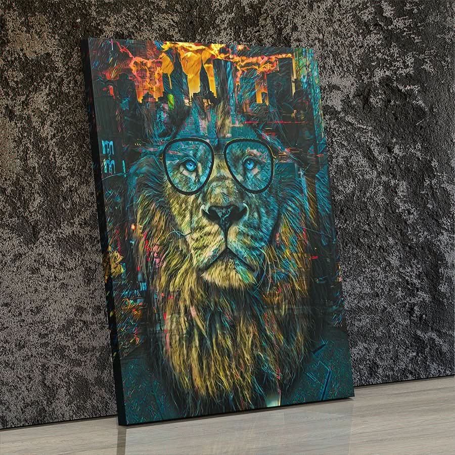 Business Lion - Oversized Animals Canvas Wall Art
