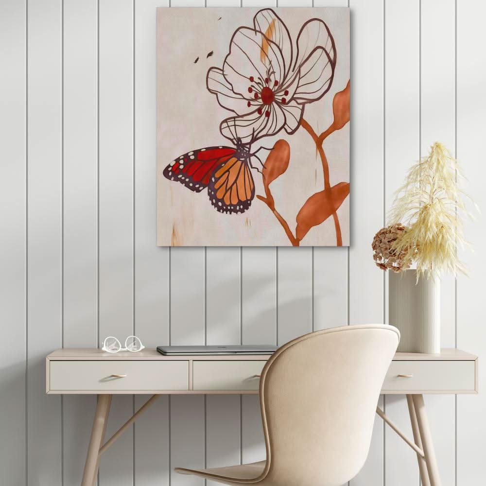 Butterfly Dreams - Floral Wall Art in Black Frame