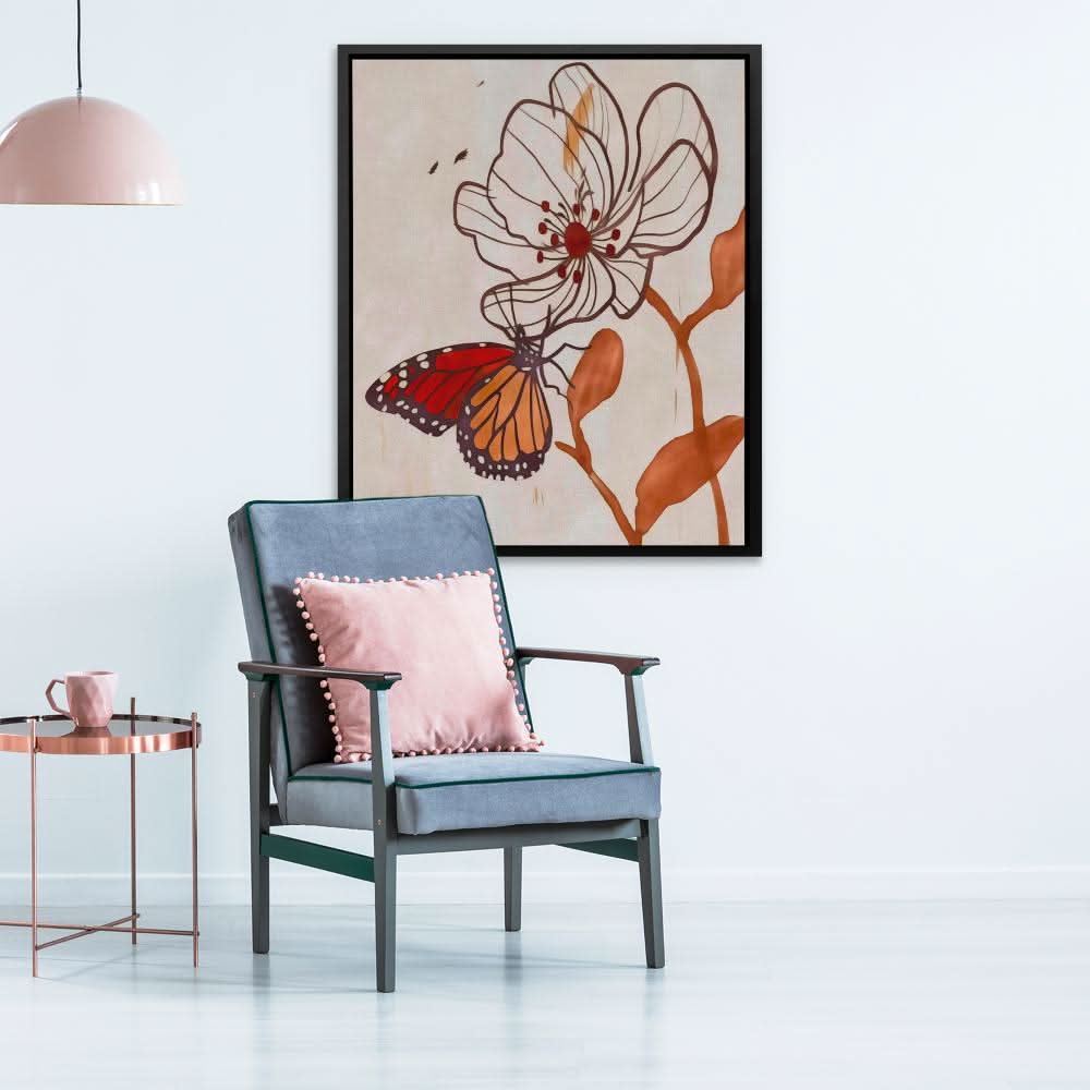 Butterfly Dreams - Beige Wall Art for Office