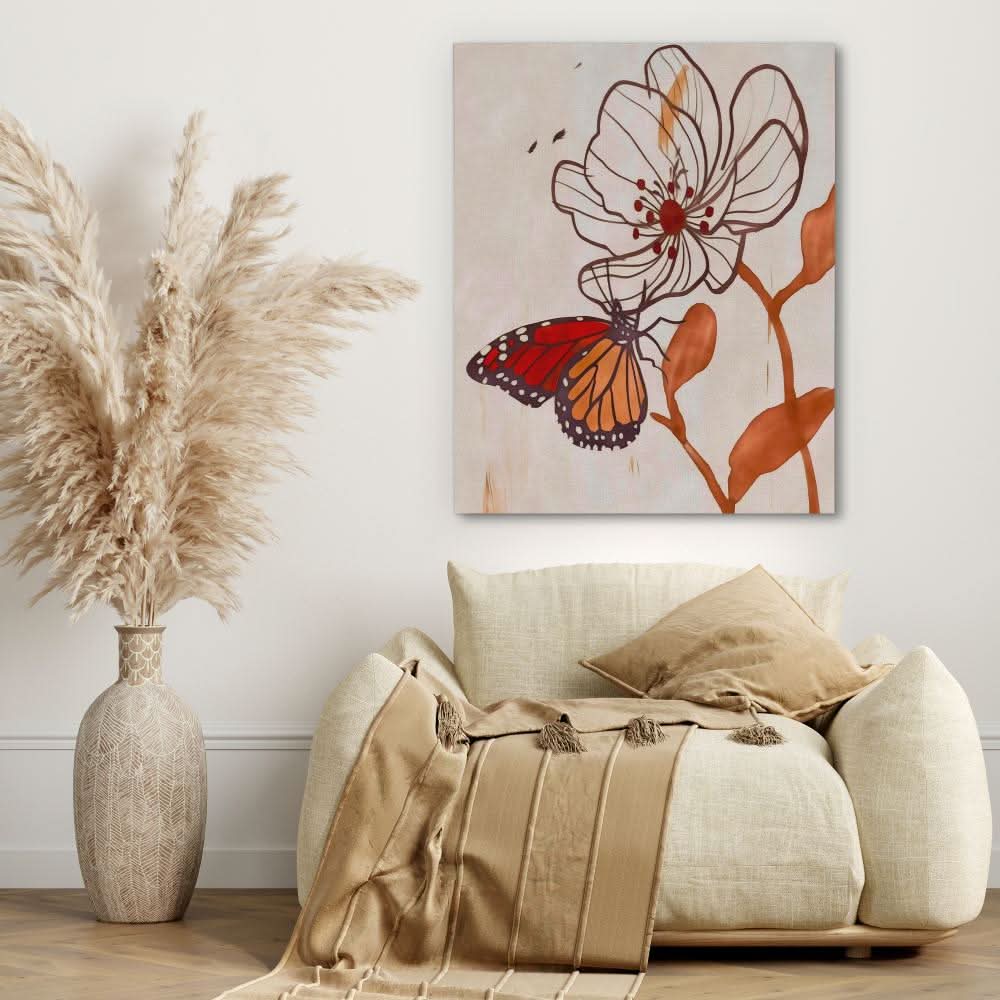 Butterfly Dreams - Modern Brown Canvas Wall Art