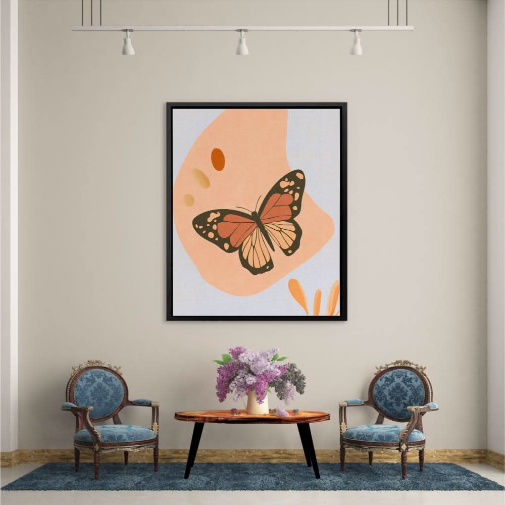 Butterfly in Soft Tones - Nature Wall Art in Black Frame