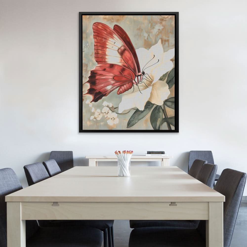 Butterfly’s Graceful Landing - Large Canvas Print