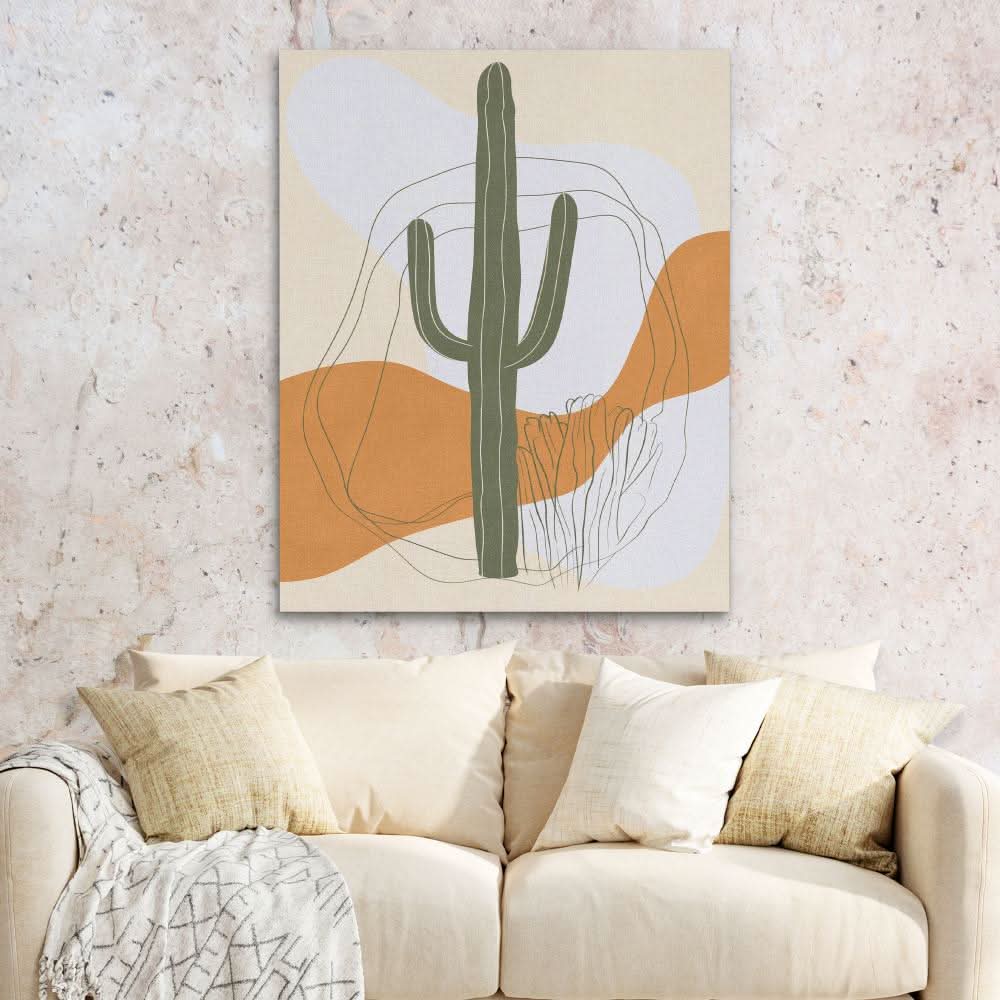 Cactus Desert Valley - Cactus Wall Art in Black Frame