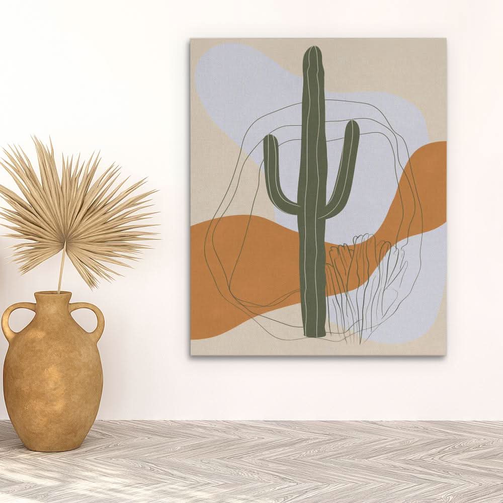 Cactus Desert Valley - Beige Cactus Canvas Print
