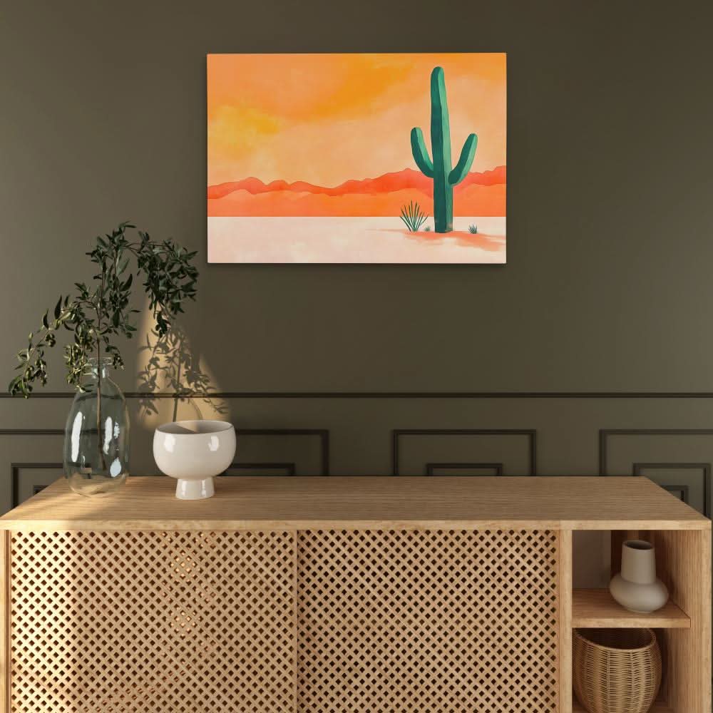 Cactus in the Desert - Large Canvas Print