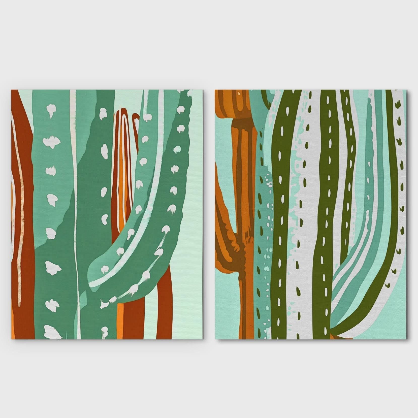 Cactus Oasis Duo - Cactus Canvas Wall Art