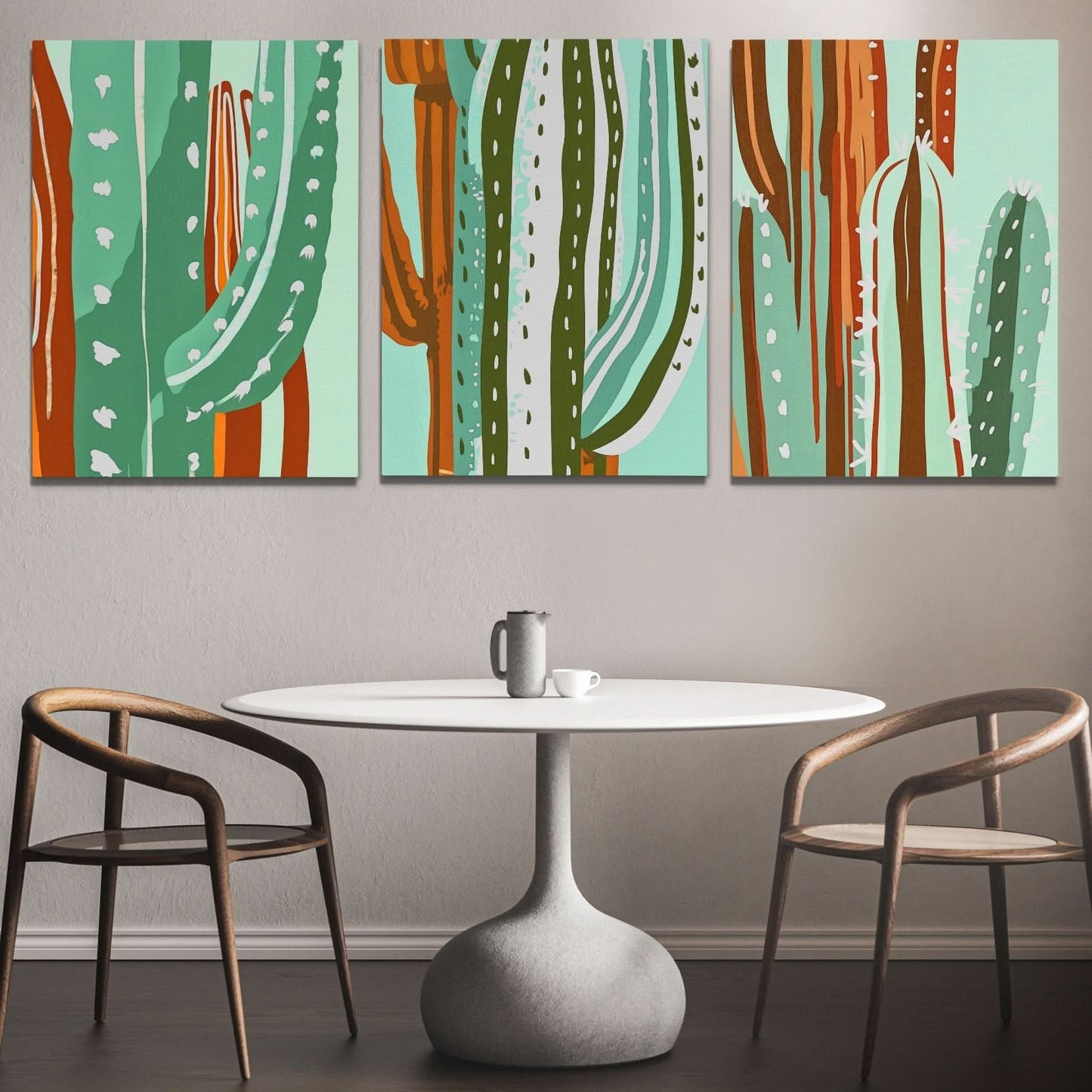 Cactus Oasis Trio - Botanical Art for Bedroom