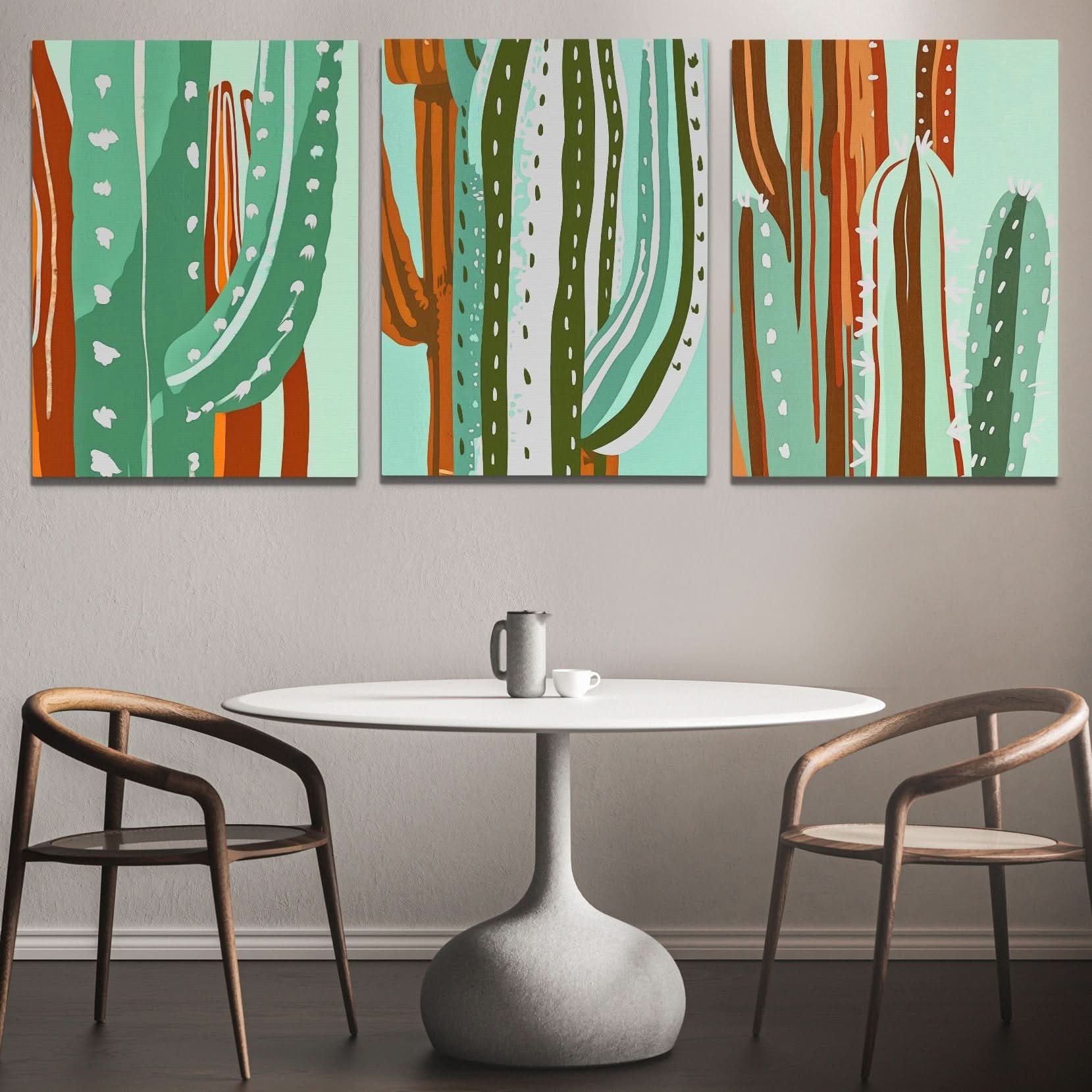 Cactus Oasis Trio - Botanical Art for Bedroom