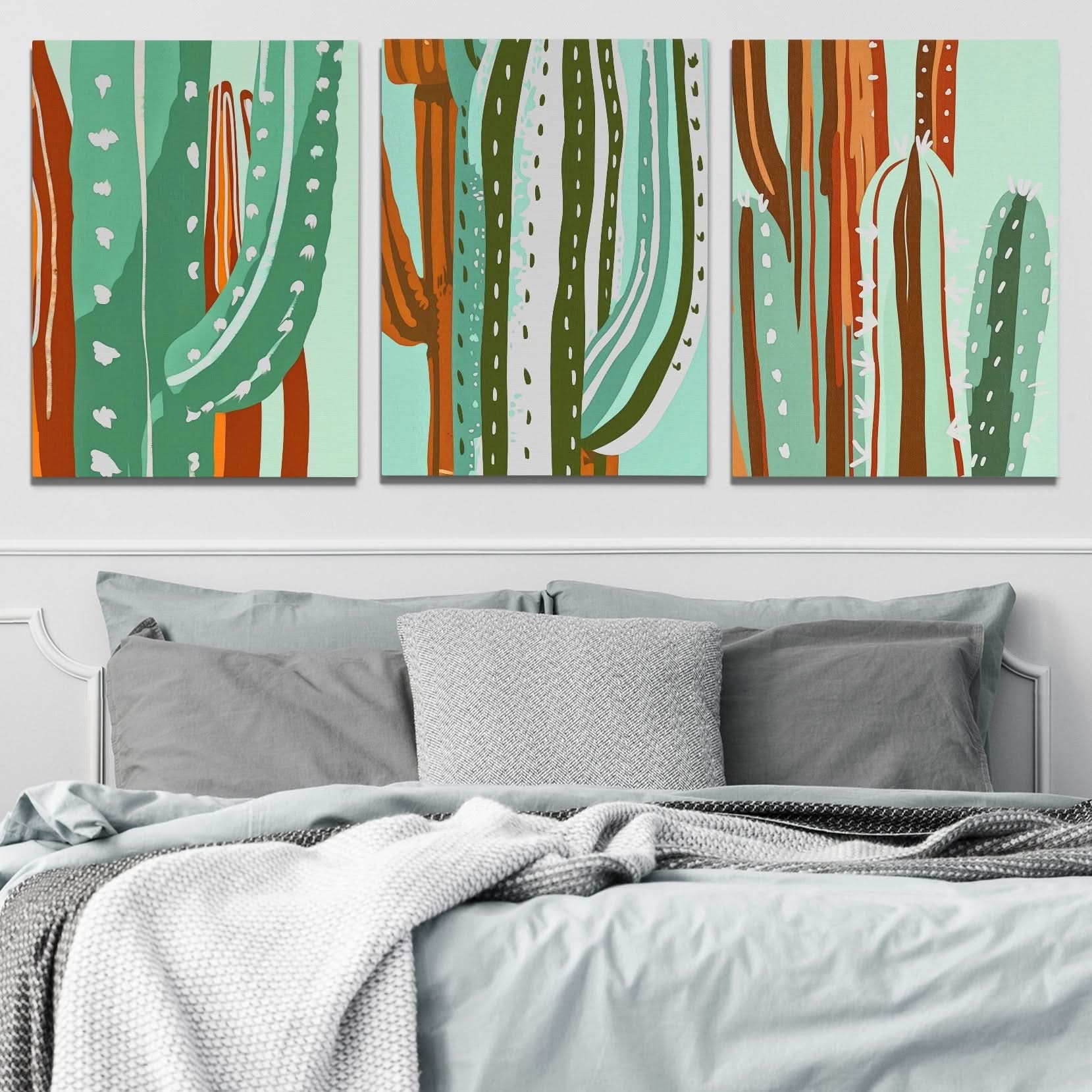 Cactus Oasis Trio - Large Contemporary Canvas Print