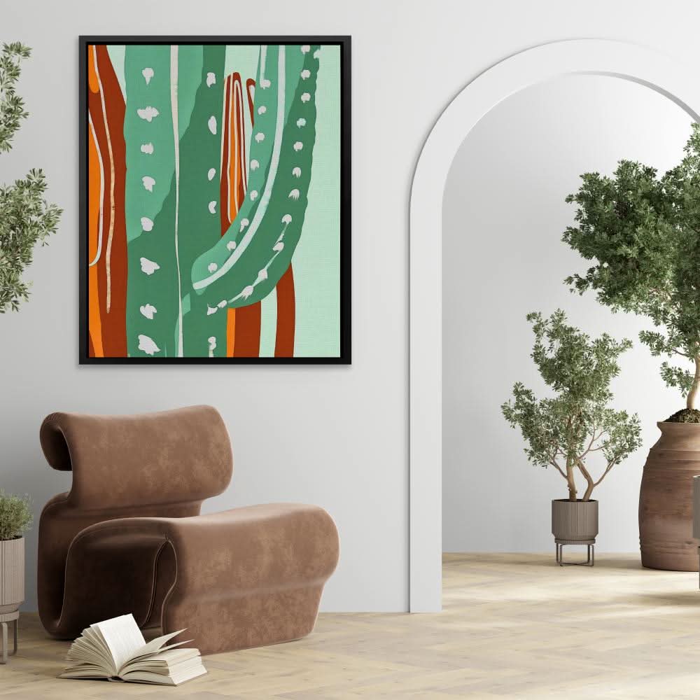 Cactus Spikes - Desert Wall Art in Black Frame