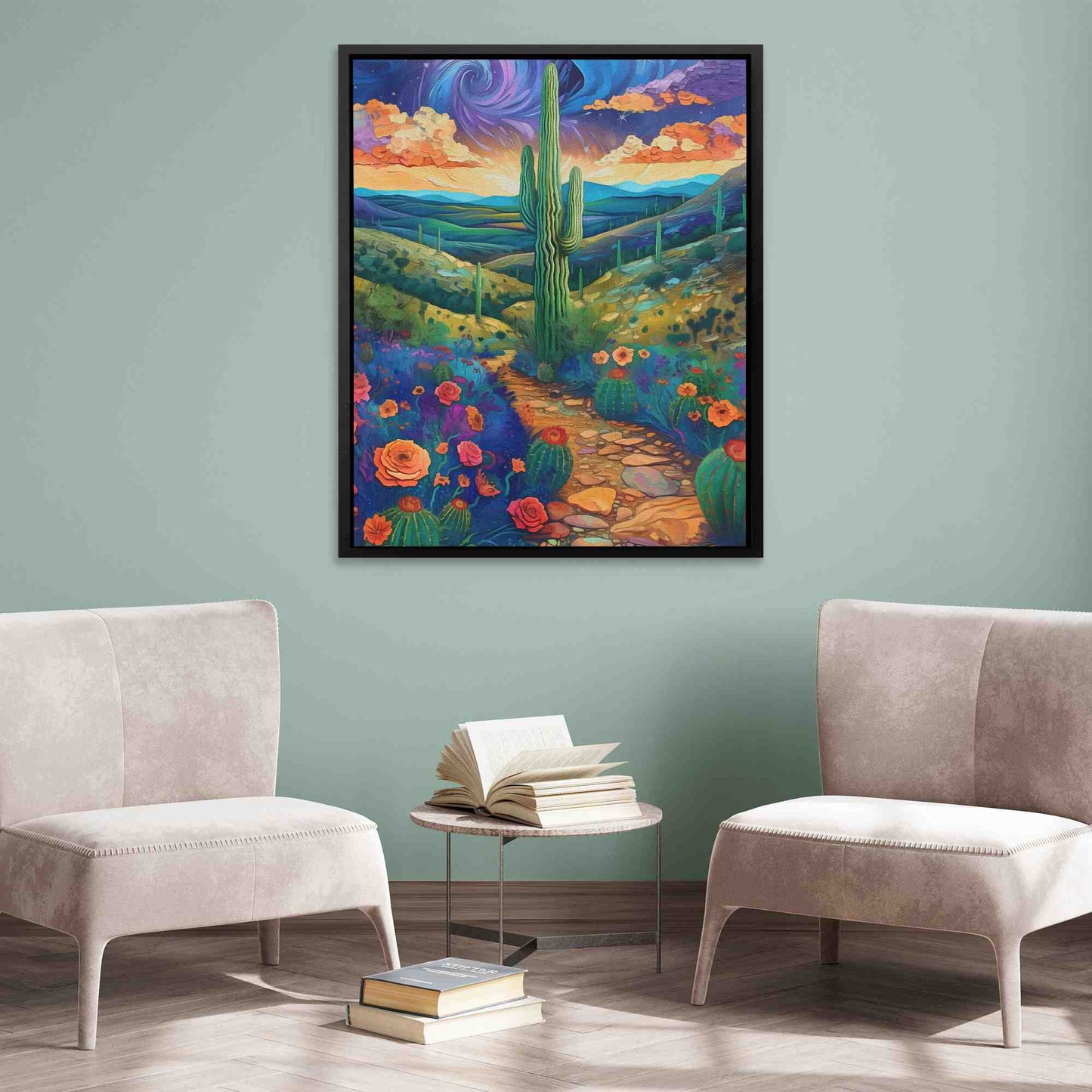 Cactus Valley - Green Floral Canvas Print