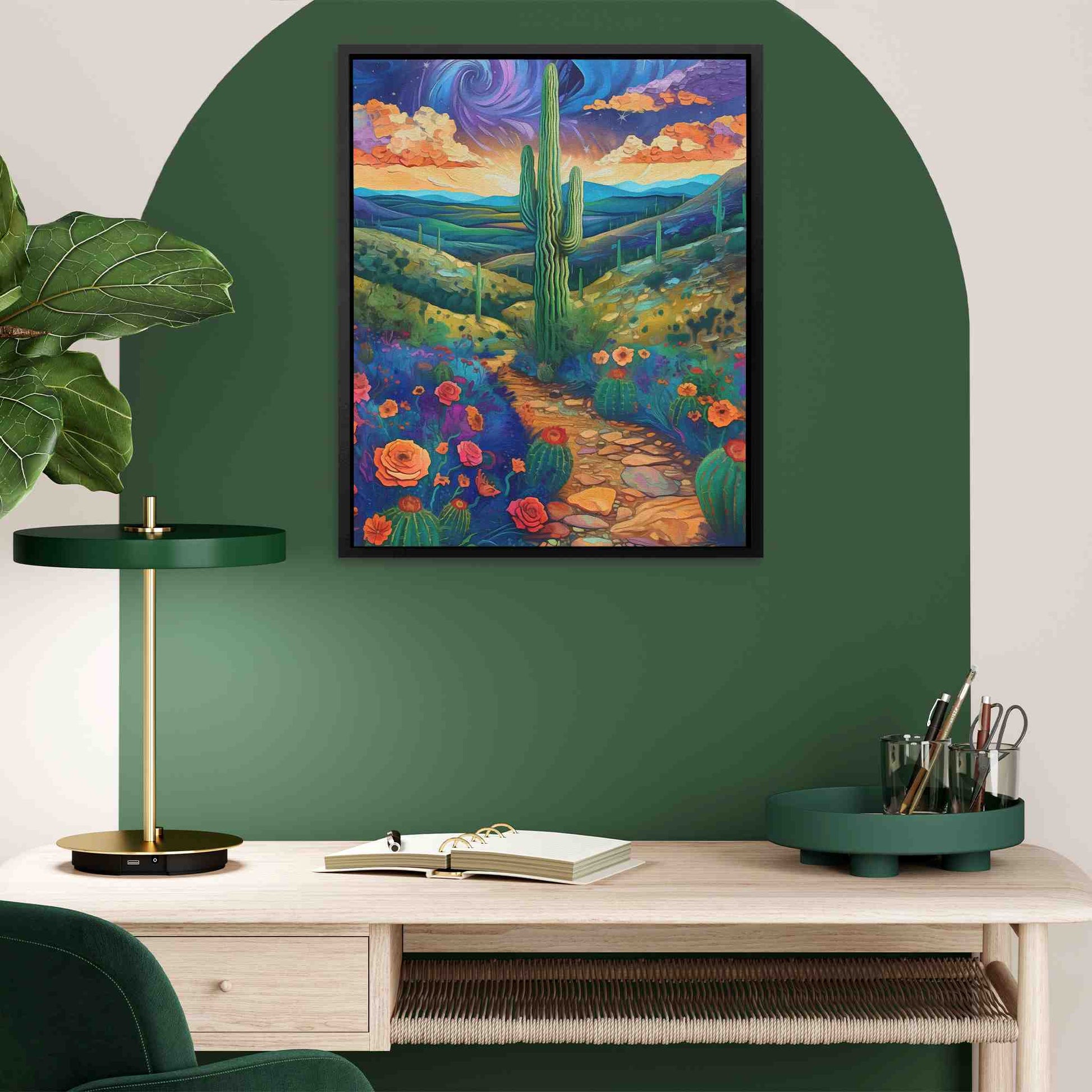 Cactus Valley - Wall Art in Black Frame