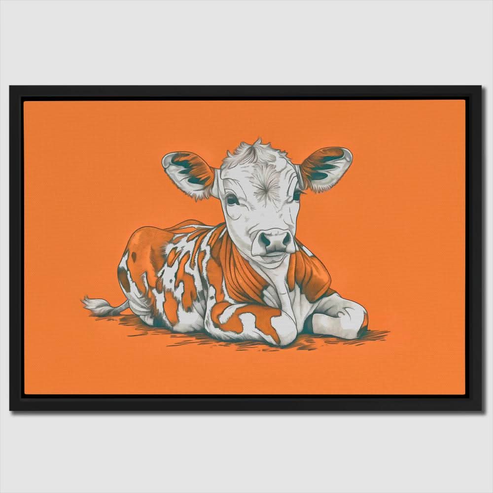 Calf’s Day Out - Orange Baby Animal Canvas Print