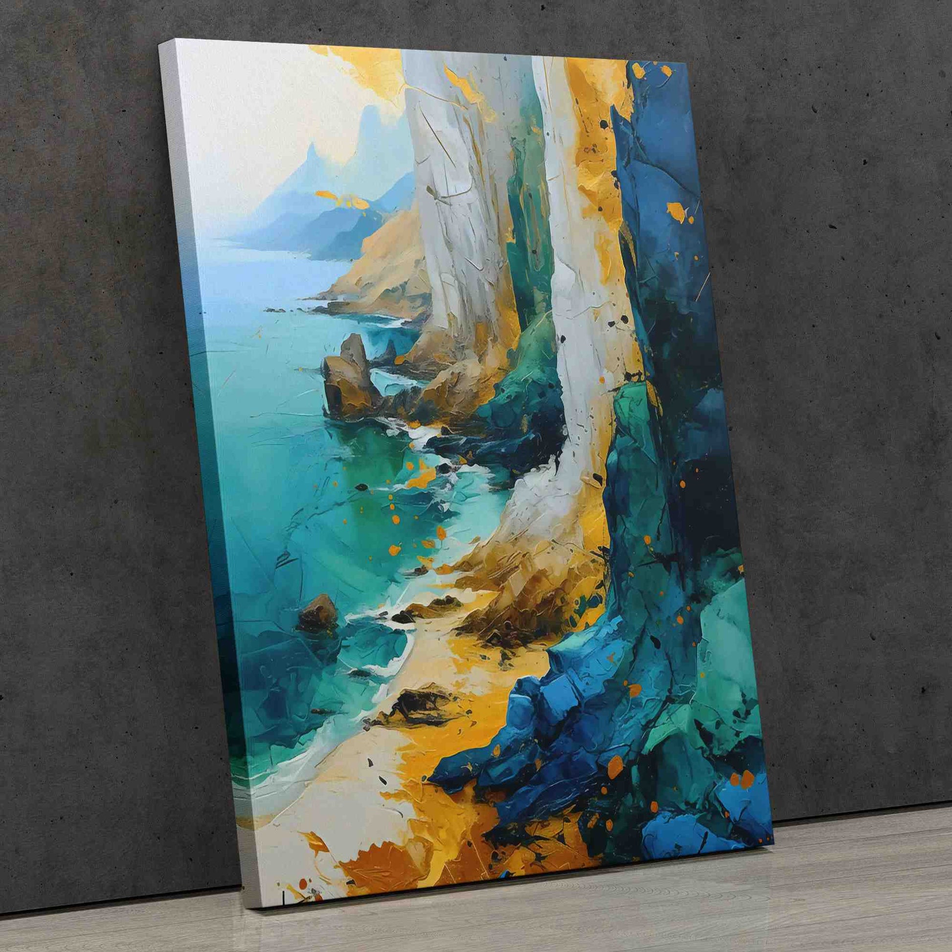 Calm Coastline - Abstract Wall Art in Black Frame