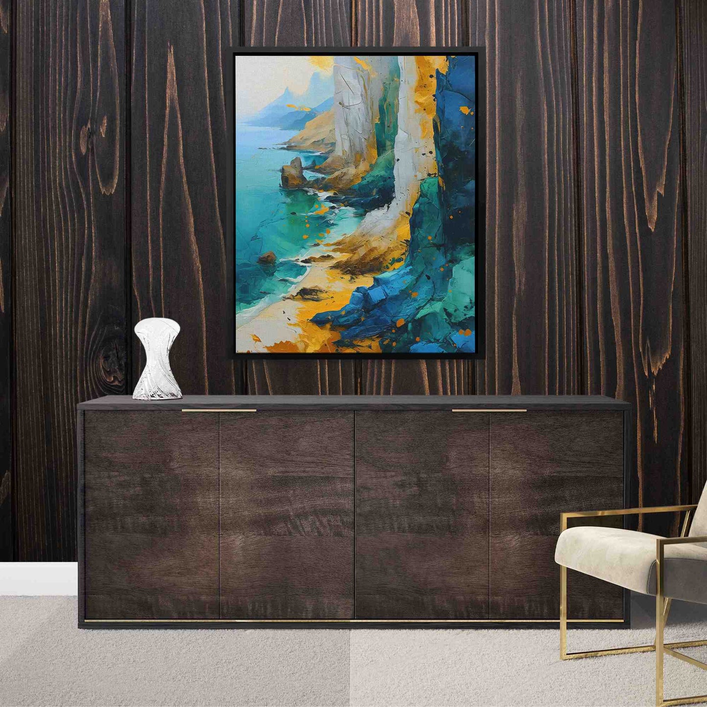 Calm Coastline - Abstract Blue Canvas Wall Art