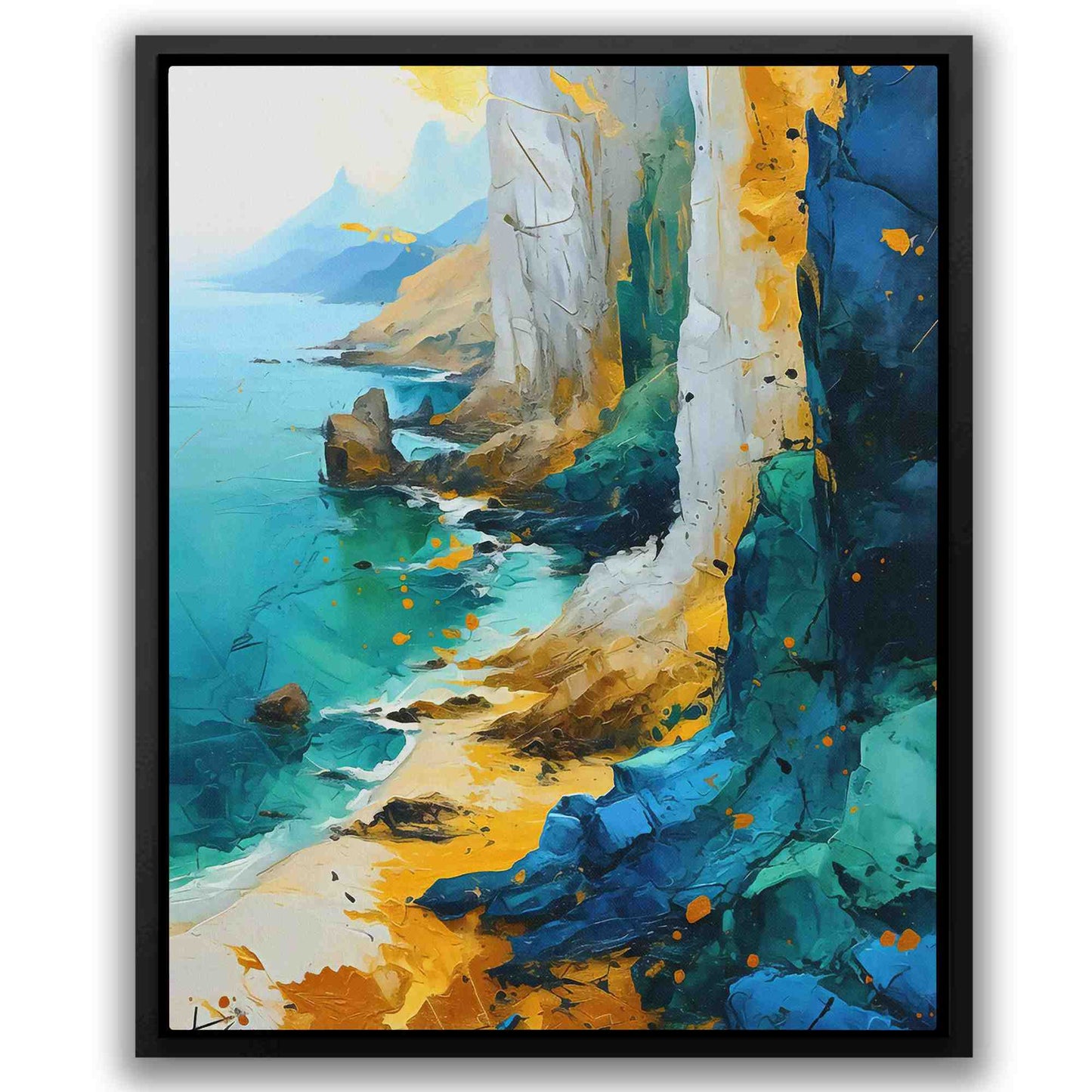 Calm Coastline - Coastal Wall Art in Black Frame