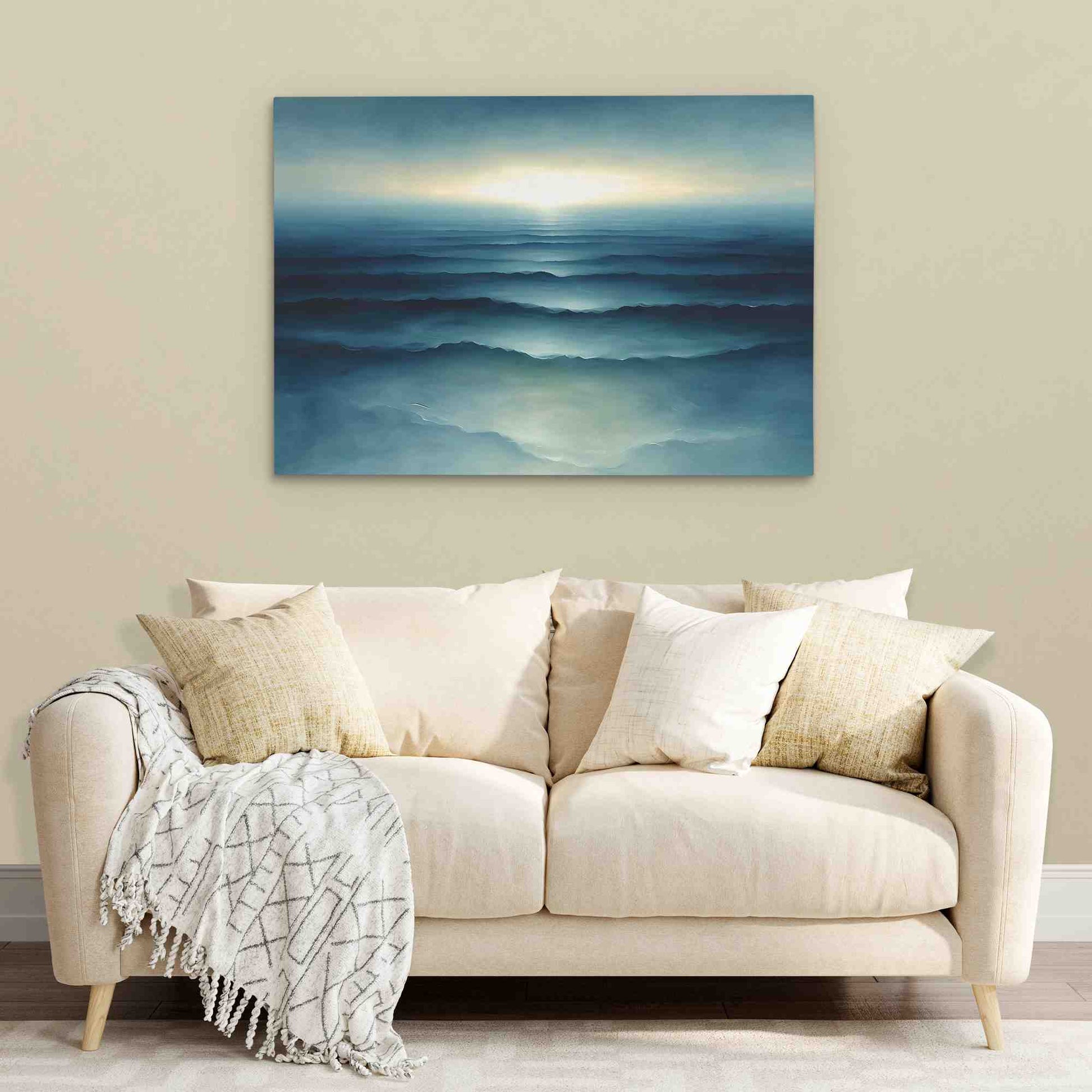 Calm Ocean Waves - Teal Canvas Wall Art