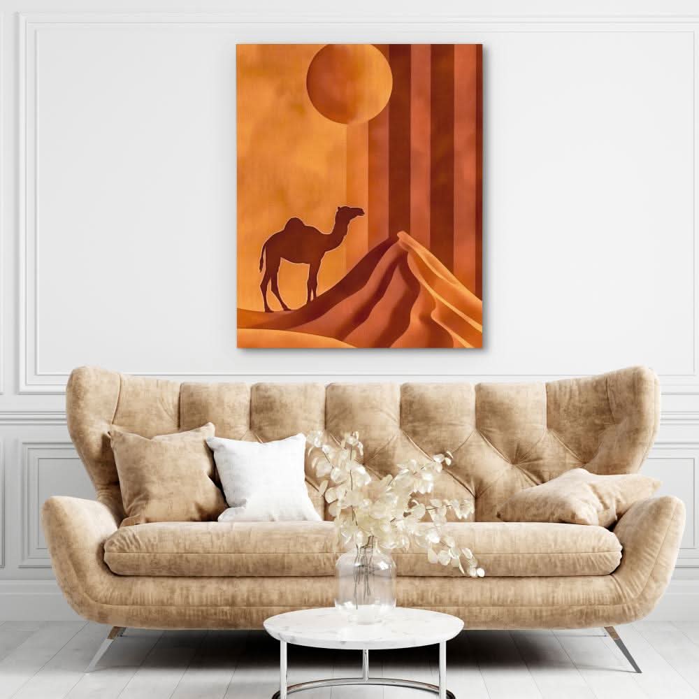 Camel’s Journey - Abstract Brown Canvas Wall Art