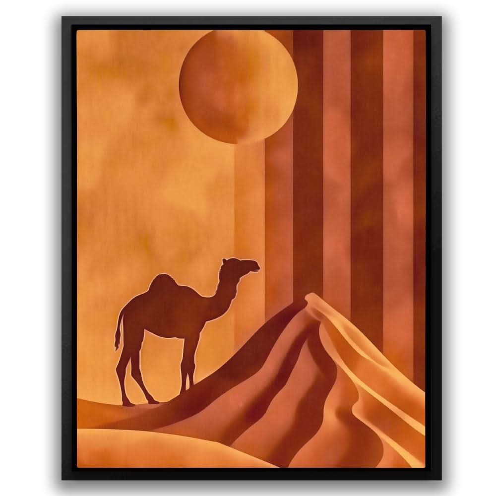 Camel’s Journey - Abstract Wall Art in Black Frame