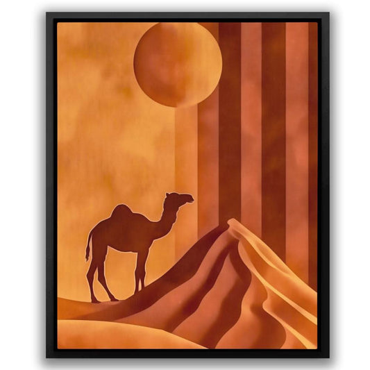 Camel’s Journey - Abstract Wall Art in Black Frame