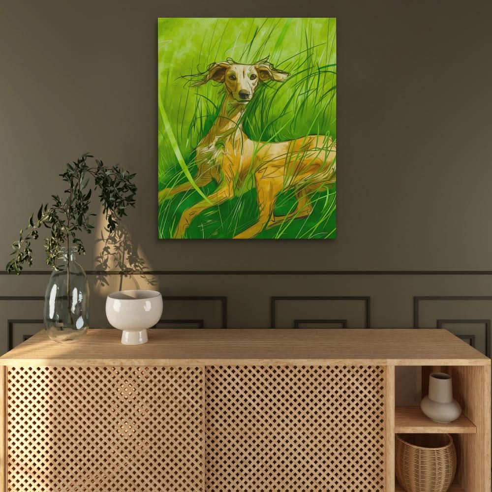 Canine Bliss - Modern Green Canvas Wall Art