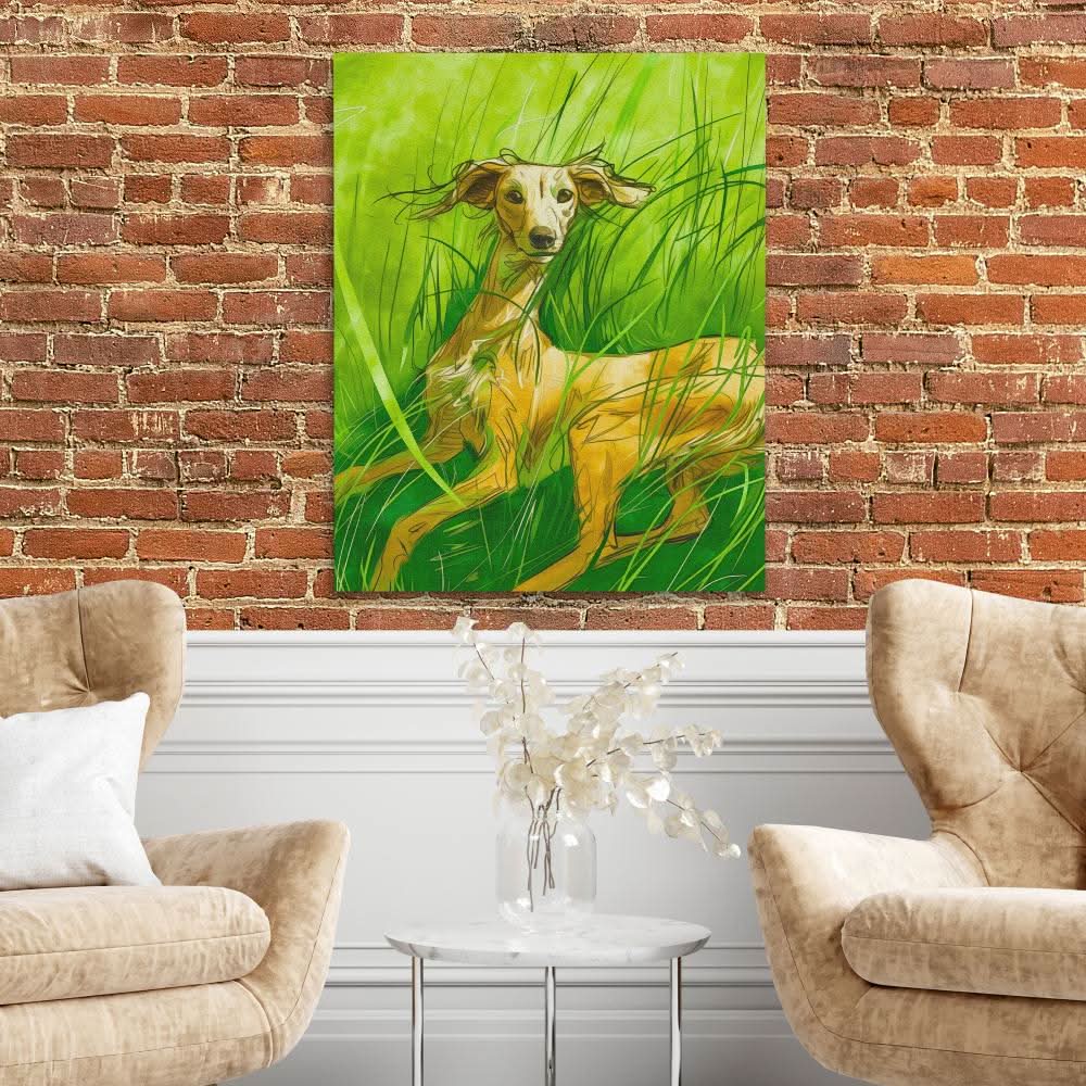Canine Bliss - Green Art Prints Canvas Print