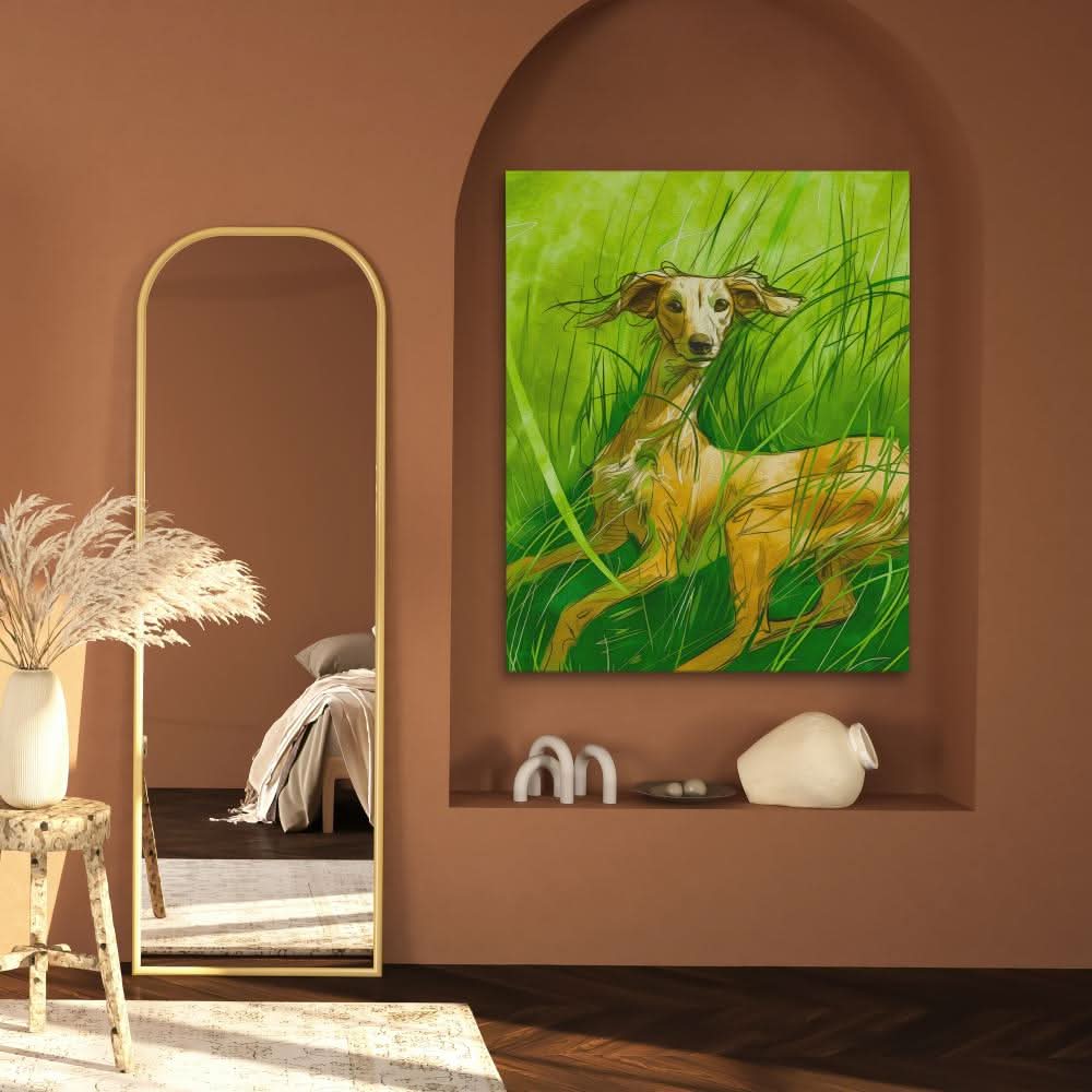 Canine Bliss - Modern Wall Art in Black Frame
