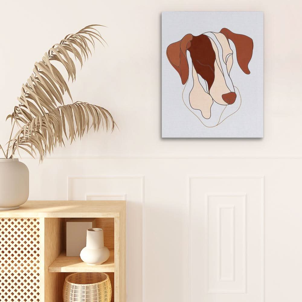 Canine Contours - Minimalist Wall Art in Black Frame