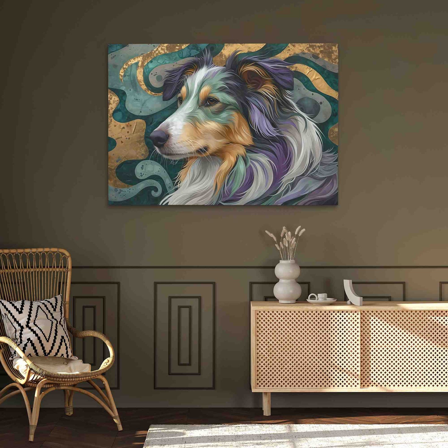 Canine Harmony - Dog Wall Art in Black Frame