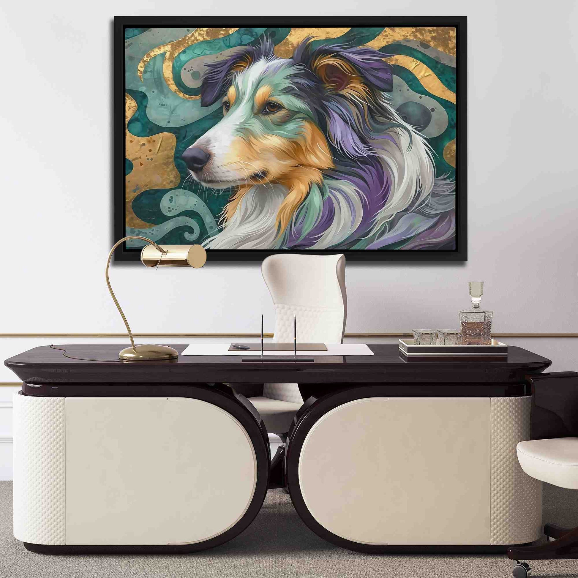 Canine Harmony - Gold Canvas Wall Art