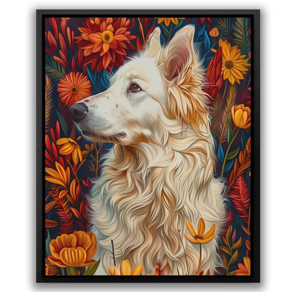 Canine Strokes - Dog Wall Art in Black Frame