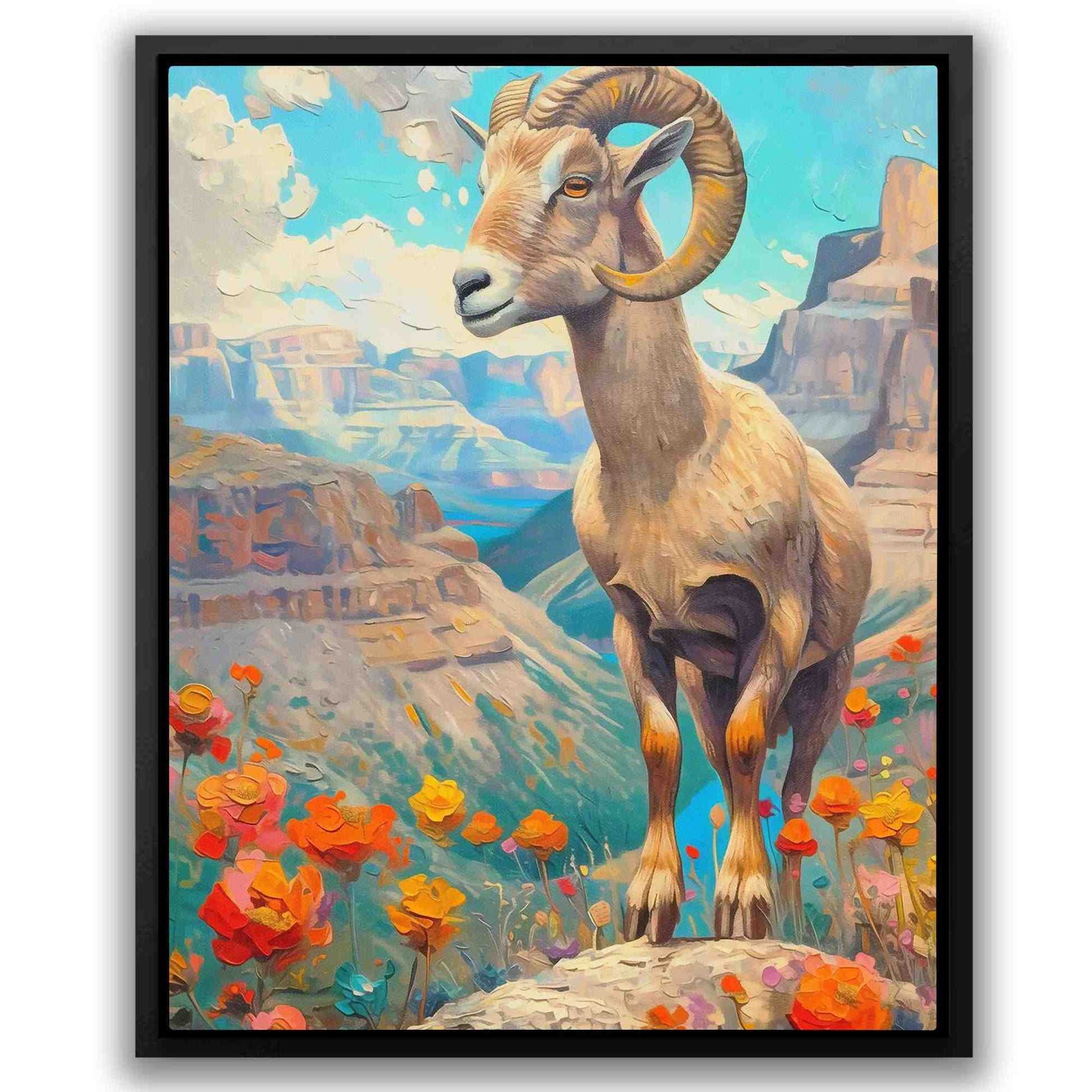 Canyon Ram - Floral Canvas Print