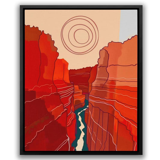 Canyon Sunset - Abstract Wall Art in Black Frame