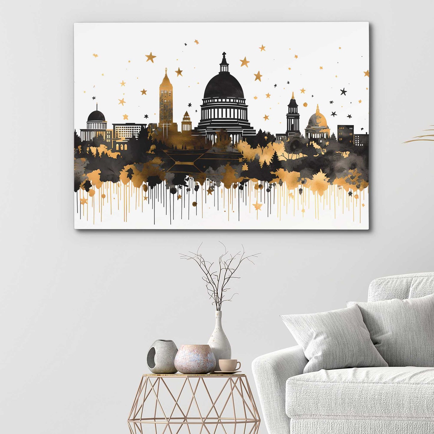 Capitol Reflections - Abstract Wall Art in Black Frame