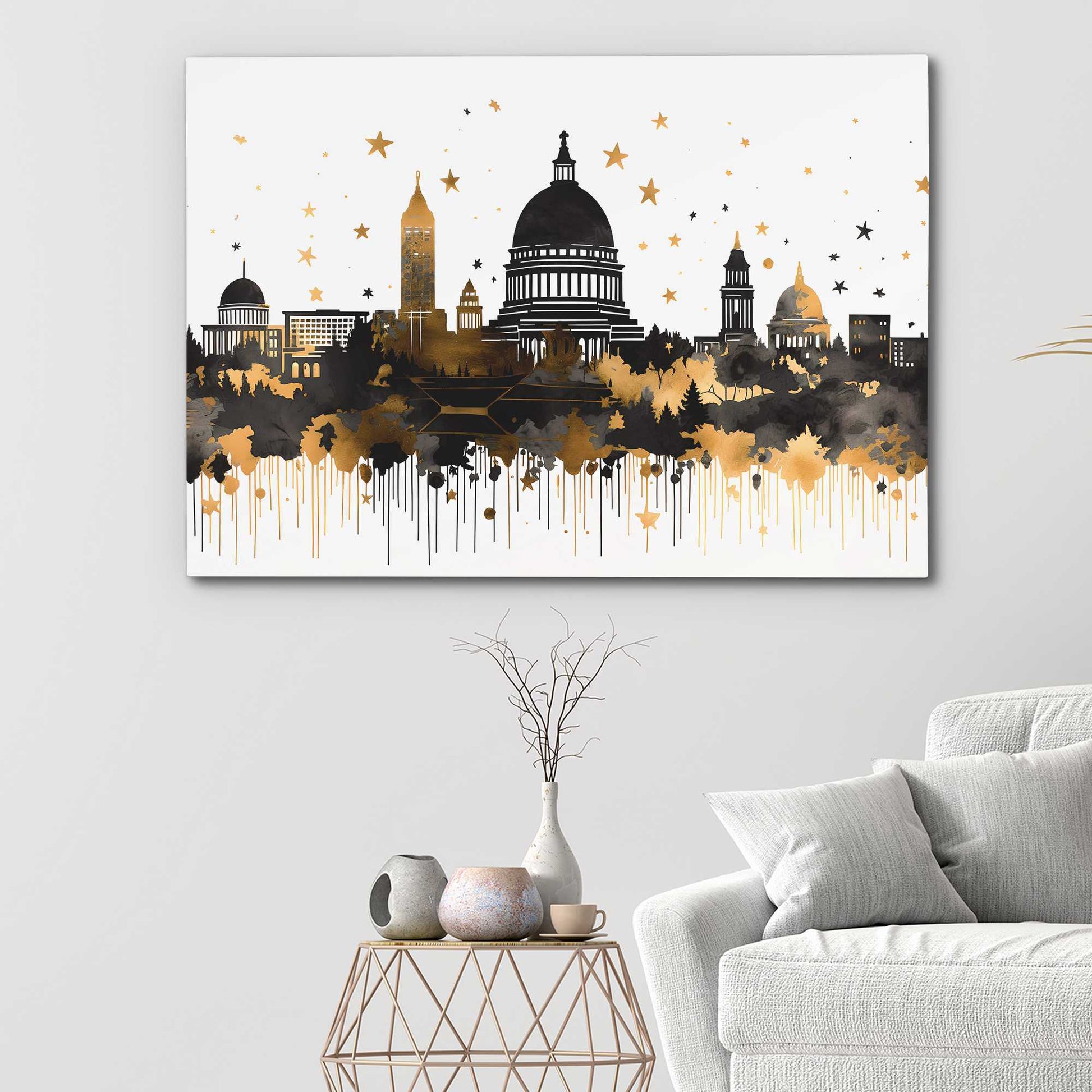 Capitol Reflections - Abstract Wall Art in Black Frame