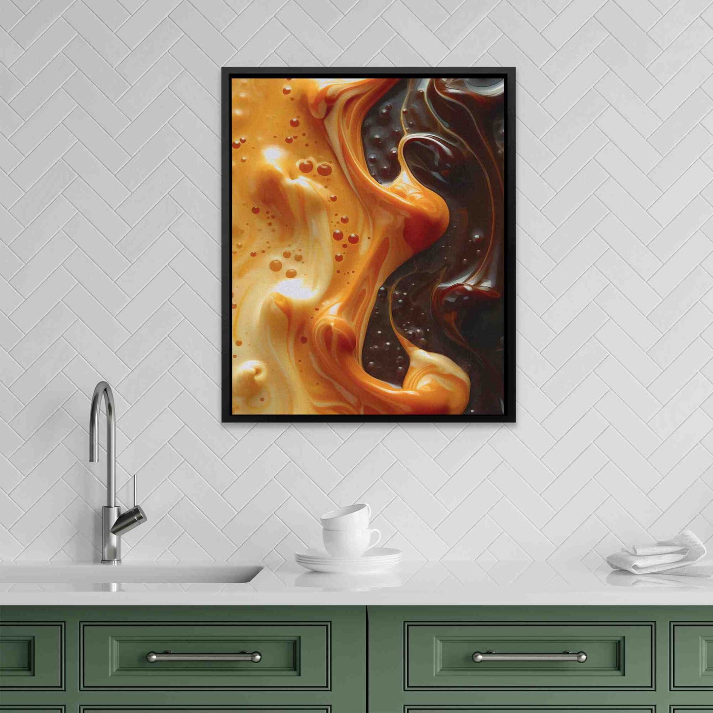 Caramel Swirl - Wall Art in Black Frame