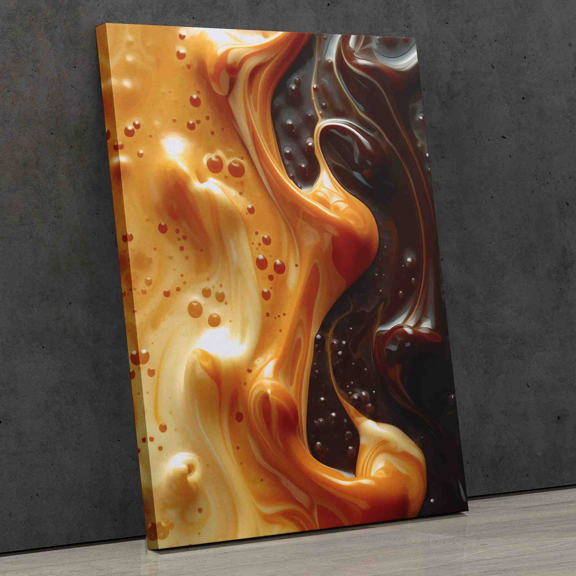 Caramel Swirl - Black Canvas Wall Art